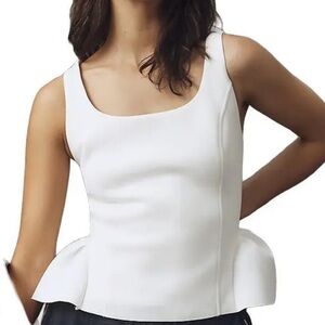 Maeve White Peplum Tank Top
